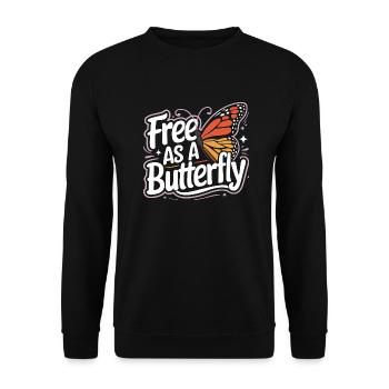Schmetterling Monarchfalter Bunt Schmetterlinge - Unisex Pullover - Schwarz - Vorne - Alina (178cm) & Michal (187cm)