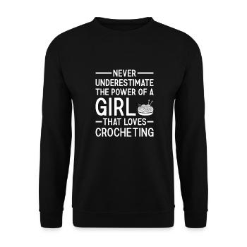 Le crocheteur ne sous-estime jamais le pouvoir d’une fille - Sweat-shirt Unisexe - noir - Devant - Alina (178cm) & Michal (187cm)