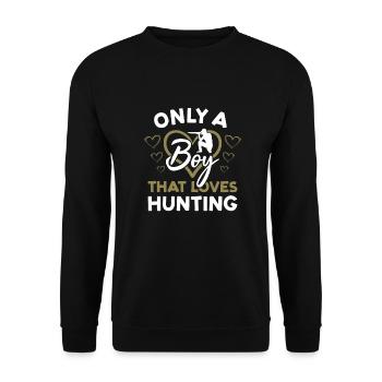 Chasseur seulement Un garçon qui aime la chasse - Sweat-shirt Unisexe - noir - Devant - Alina (178cm) & Michal (187cm)