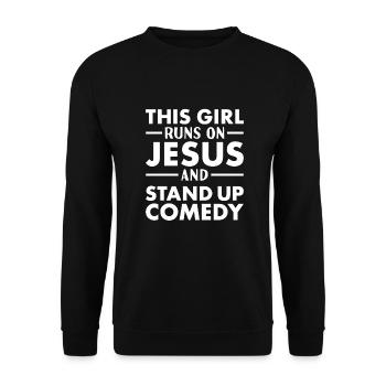 Comédien This Girl Runs On Jesus Stand Up Comedy - Sweat-shirt Unisexe - noir - Devant - Alina (178cm) & Michal (187cm)