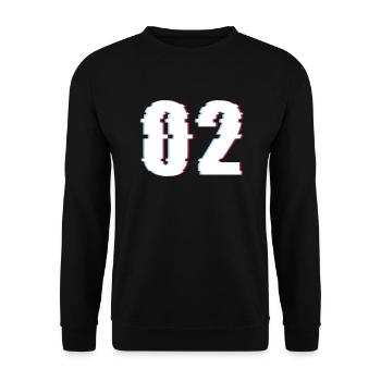 Zwei 2 Two 02 Zahl Effekt Verzerrt Nummer - Unisex Pullover - Schwarz - Vorne - Alina (178cm) & Michal (187cm)
