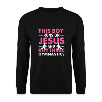 Un garçon gymnaste court sur Jésus et la gymnastique rythmique - Sweat-shirt Unisexe - noir - Devant - Alina (178cm) & Michal (187cm)
