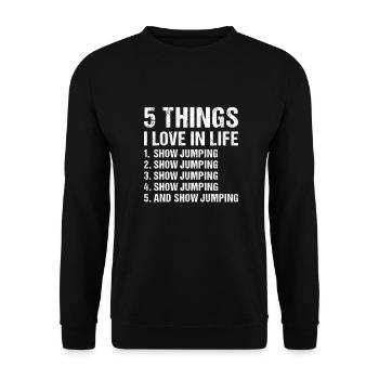 Jumper 5 choses que j’aime dans la vie Saut d’obstacles - Sweat-shirt Unisexe - noir - Devant - Alina (178cm) & Michal (187cm)