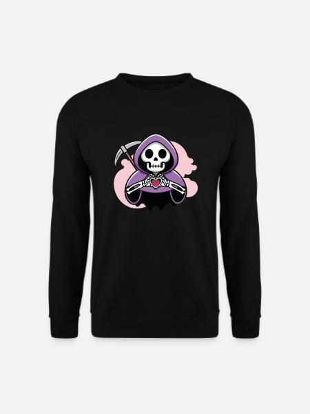 Cute Purple Grim Reaper Heart T-shirt Design - Unisex Sweatshirt - black