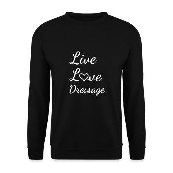 Rider Live Love Dressage - Unisex Sweatshirt - black - Front - Alina (178cm) & Michal (187cm)