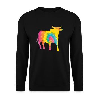 Büffel Rind Ochsen - Unisex Pullover - Schwarz - Vorne - Alina (178cm) & Michal (187cm)