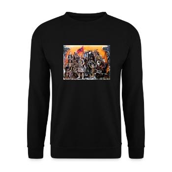 albanischer national helden/albanian heroes - Unisex Pullover - Schwarz - Vorne - Alina (178cm) & Michal (187cm)