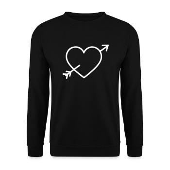 Herz Symbol Pfeil - Unisex Pullover - Schwarz - Vorne - Alina (178cm) & Michal (187cm)