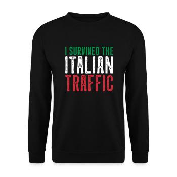 Italie Circulation Conduite Drôle - Sweat-shirt Unisexe - noir - Devant - Alina (178cm) & Michal (187cm)