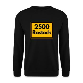 Town sign - then retro old zip code 2500 ROSTOCK - Unisex Sweatshirt - black - Front - Alina (178cm) & Michal (187cm)