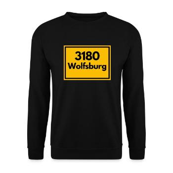Place sign - then retro old zip code 3180 WOLFSBURG - Unisex Sweatshirt - black - Front - Alina (178cm) & Michal (187cm)