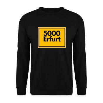 Town sign - then retro old zip code 5000 ERFURT - Unisex Sweatshirt - black - Front - Alina (178cm) & Michal (187cm)