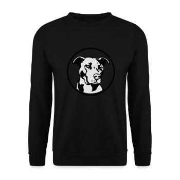 Pitbull im Kreis zweifarbig - Hund Kampfhund - Unisex Pullover - Schwarz - Vorne - Alina (178cm) & Michal (187cm)