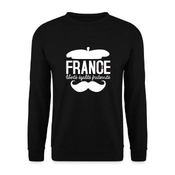 France Liberté Egalité Fraternité Drapeau FR - Sweat-shirt Unisexe - noir - Devant - Alina (178cm) & Michal (187cm)