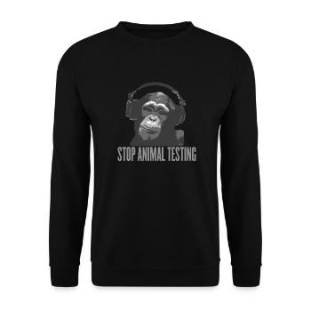 DJ MONKEY stop animal testing by wam - Unisex Sweatshirt - black - Front - Alina (178cm) & Michal (187cm)