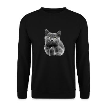 Fuck Off Cat - Unisex Pullover - Schwarz - Vorne - Alina (178cm) & Michal (187cm)
