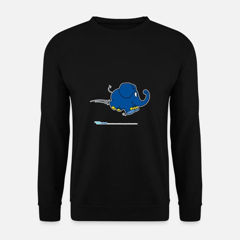 Der Elefant - hüpfend - Unisex Pullover - Schwarz