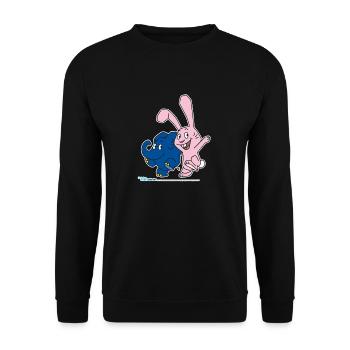 Elephant and rabbit hopping - Unisex Sweatshirt - black - Front - Alina (178cm) & Michal (187cm)
