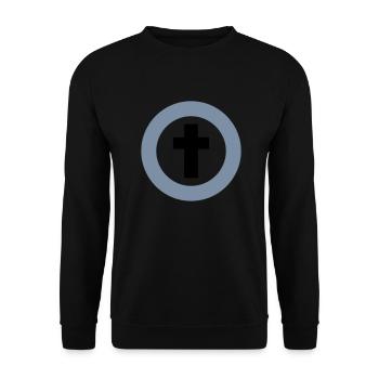 Kreis mit Kreuz / circled cross (rel, 2c) - Unisex Sweatshirt - black - Front - Alina (178cm) & Michal (187cm)