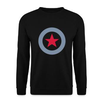 Kreis mit Stern / circled star (2c) - Unisex Sweatshirt - black - Front - Alina (178cm) & Michal (187cm)