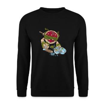 PIZZA NINJA - Unisex Sweatshirt - black - Front - Alina (178cm) & Michal (187cm)