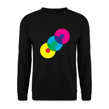 Vinyl Records (Diagonal) - Unisex Sweatshirt - black - Front - Alina (178cm) & Michal (187cm)