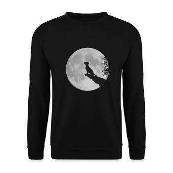 Full moon Cliff dog puppy puppy werewolf howl - Unisex Sweatshirt - black - Front - Alina (178cm) & Michal (187cm)