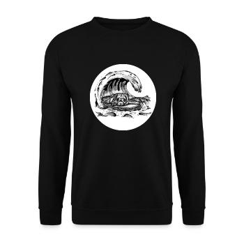 Mops Welle - Unisex Pullover - Schwarz - Vorne - Alina (178cm) & Michal (187cm)