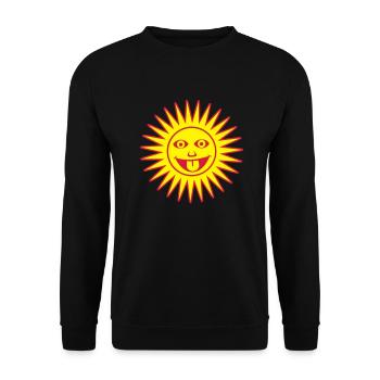 lustige Sonne strahlende Sonne Sommer Kinder Motiv - Unisex Pullover - Schwarz - Vorne - Alina (178cm) & Michal (187cm)