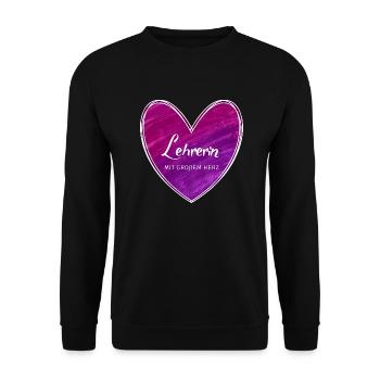 Lehrerin mit großem Herz - Unisex Pullover - Schwarz - Vorne - Alina (178cm) & Michal (187cm)