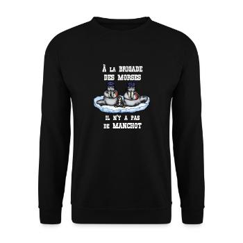 À la BRIGADE DES MORSES il n'y a pas de MANCHOT - Sweat-shirt Unisexe - noir - Devant - Alina (178cm) & Michal (187cm)