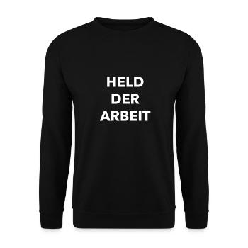 Held der Arbeit - Unisex Pullover - Schwarz - Vorne - Alina (178cm) & Michal (187cm)