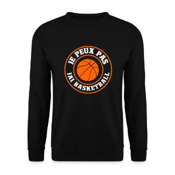 "Je peux pas j'ai basket" - Sweat-shirt Unisexe - noir - Devant - Alina (178cm) & Michal (187cm)