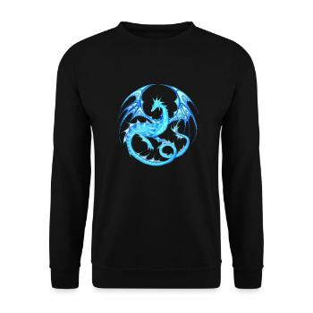 Drachenmandala_Eisdrache - Unisex Pullover - Schwarz - Vorne - Alina (178cm) & Michal (187cm)