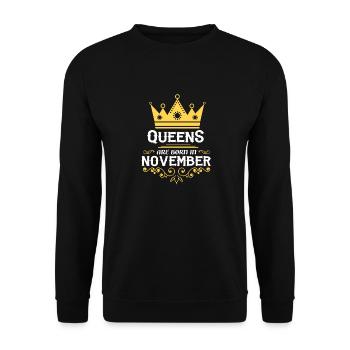 Königinnen werden im November geboren - Unisex Pullover - Schwarz - Vorne - Alina (178cm) & Michal (187cm)