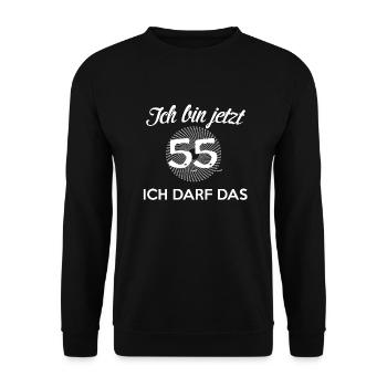 55. Geburtstag - Unisex Pullover - Schwarz - Vorne - Alina (178cm) & Michal (187cm)