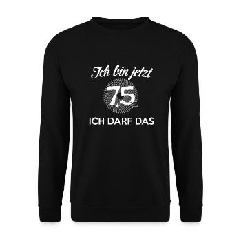 75. Geburtstag - Unisex Pullover - Schwarz - Vorne - Alina (178cm) & Michal (187cm)