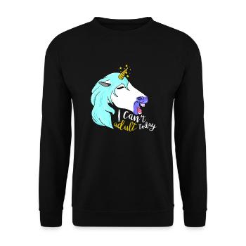icantadulttoday_einhorn - Unisex Pullover - Schwarz - Vorne - Alina (178cm) & Michal (187cm)