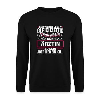 ÄRZTIN - Prinzessin - Unisex Pullover - Schwarz - Vorne - Alina (178cm) & Michal (187cm)