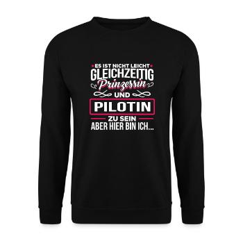 PILOTIN - Prinzessin - Unisex Pullover - Schwarz - Vorne - Alina (178cm) & Michal (187cm)