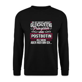 POSTBOTIN - Prinzessin - Unisex Pullover - Schwarz - Vorne - Alina (178cm) & Michal (187cm)