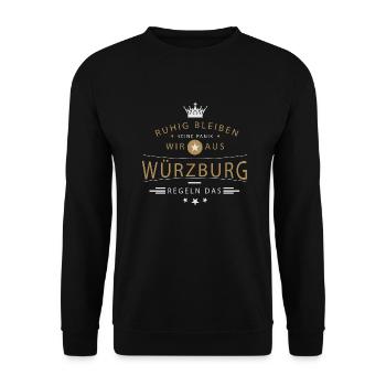 Ruhig bleiben Würzburg - Unisex Pullover - Schwarz - Vorne - Alina (178cm) & Michal (187cm)