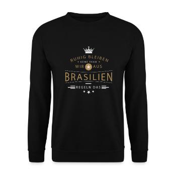 Ruhig bleiben Brasilien - Unisex Pullover - Schwarz - Vorne - Alina (178cm) & Michal (187cm)
