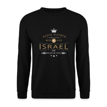 Ruhig bleiben Israel - Unisex Pullover - Schwarz - Vorne - Alina (178cm) & Michal (187cm)