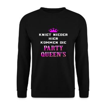 Kniet nieder Party Queens - Unisex Pullover - Schwarz - Vorne - Alina (178cm) & Michal (187cm)