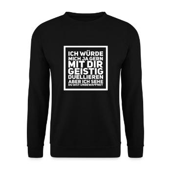 Lustiger Spruch - Unisex Pullover - Schwarz - Vorne - Alina (178cm) & Michal (187cm)