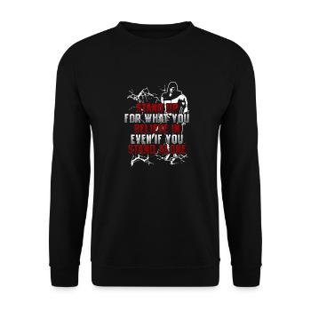Einstehen! Meinungsfreiheit! Verschwörung! Patriot - Unisex Pullover - Schwarz - Vorne - Alina (178cm) & Michal (187cm)