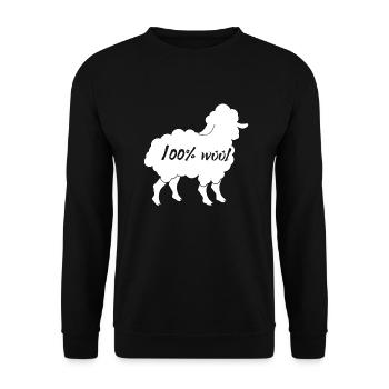 Sheep / farm: 100% Wool - Unisex Sweatshirt - black - Front - Alina (178cm) & Michal (187cm)