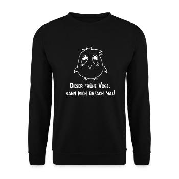 Der frühe Vogel kann mich mal - Unisex Pullover - Schwarz - Vorne - Alina (178cm) & Michal (187cm)