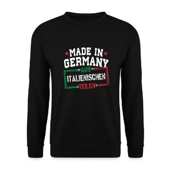 Made in Germany aus Italien - Unisex Pullover - Schwarz - Vorne - Alina (178cm) & Michal (187cm)